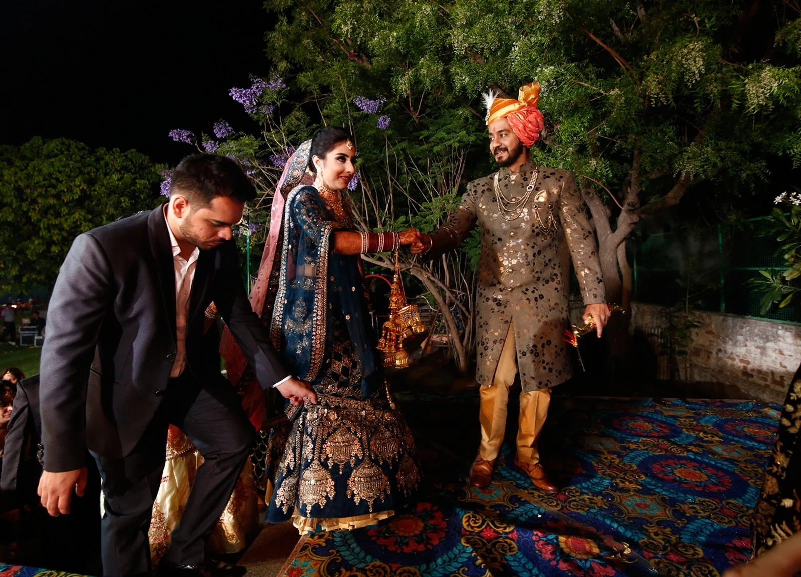Sacred pheras fire ritual during traditional Indian wedding