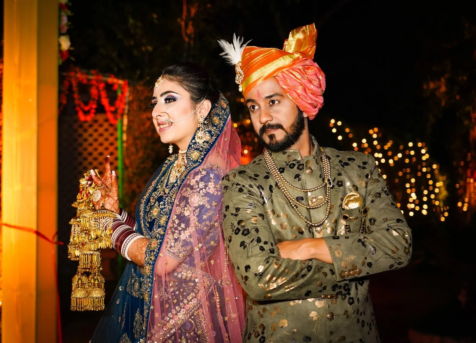 Sacred pheras fire ritual during traditional Indian wedding
