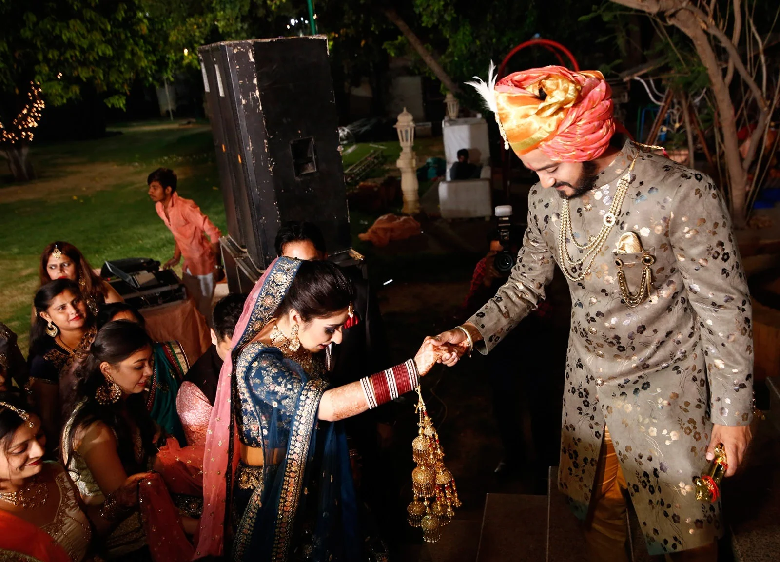 Sacred pheras fire ritual during traditional Indian wedding
